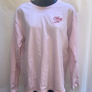 Light pink top OBEY medium long sleeved